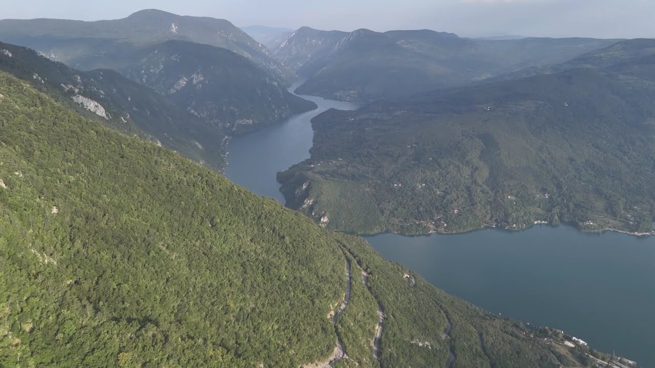 Aerial Journey Over Perućac Lake, Serbia