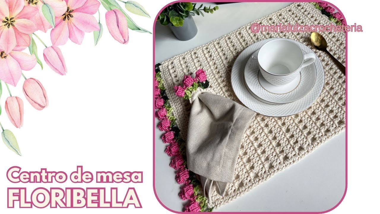 Sousplat RETANGULAR TULIPA 🌷 Sousplat de crochê retangular #crochet 