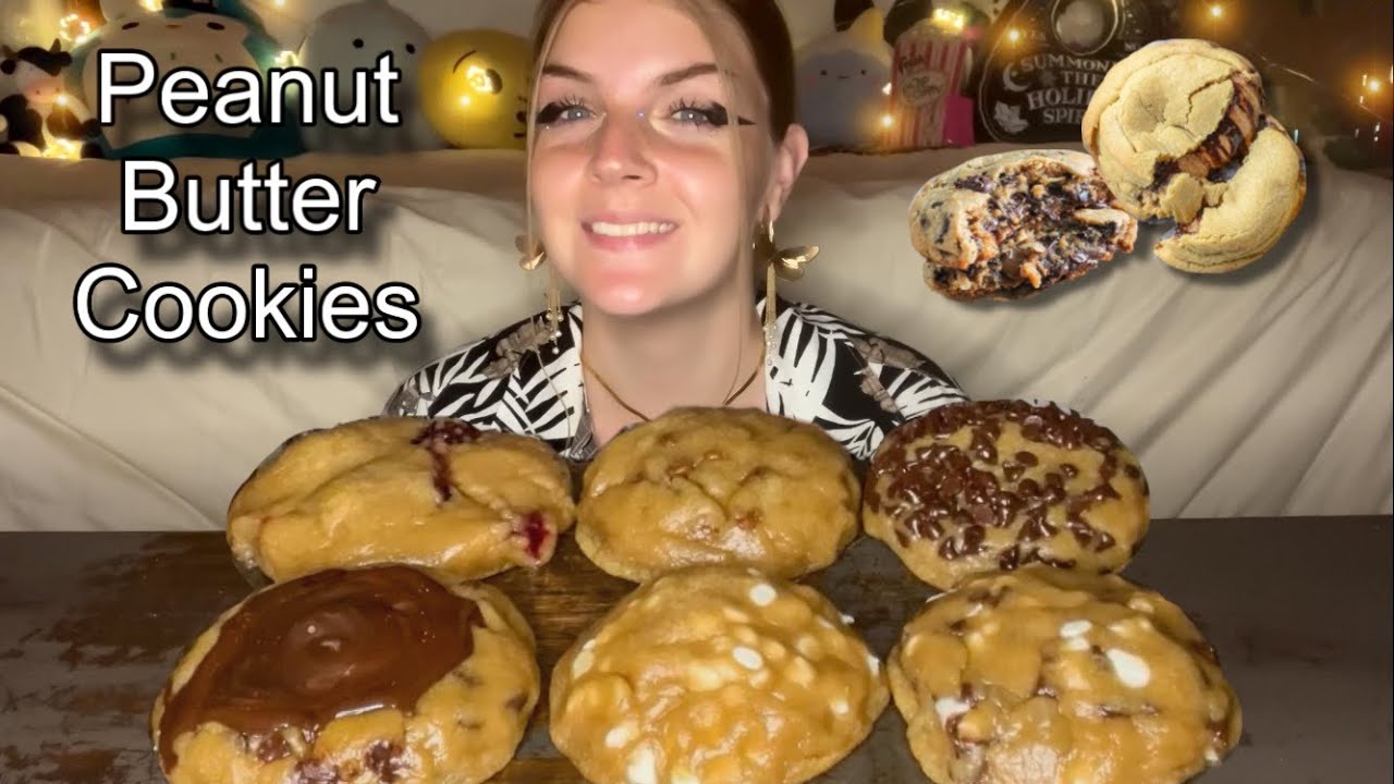 GOOEY PEANUT BUTTER COOKIES MUKBANG! (Vegan) (No Talking)