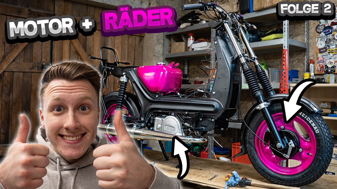 Simson SR50 - Motor, R&auml;der und Tank montieren! ✨🩷  | Teil 2 | SR50 #02
