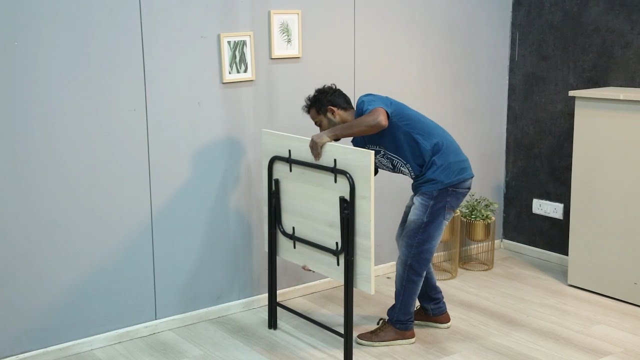 EasyFold Folding Study Table in Light Acasia Finish