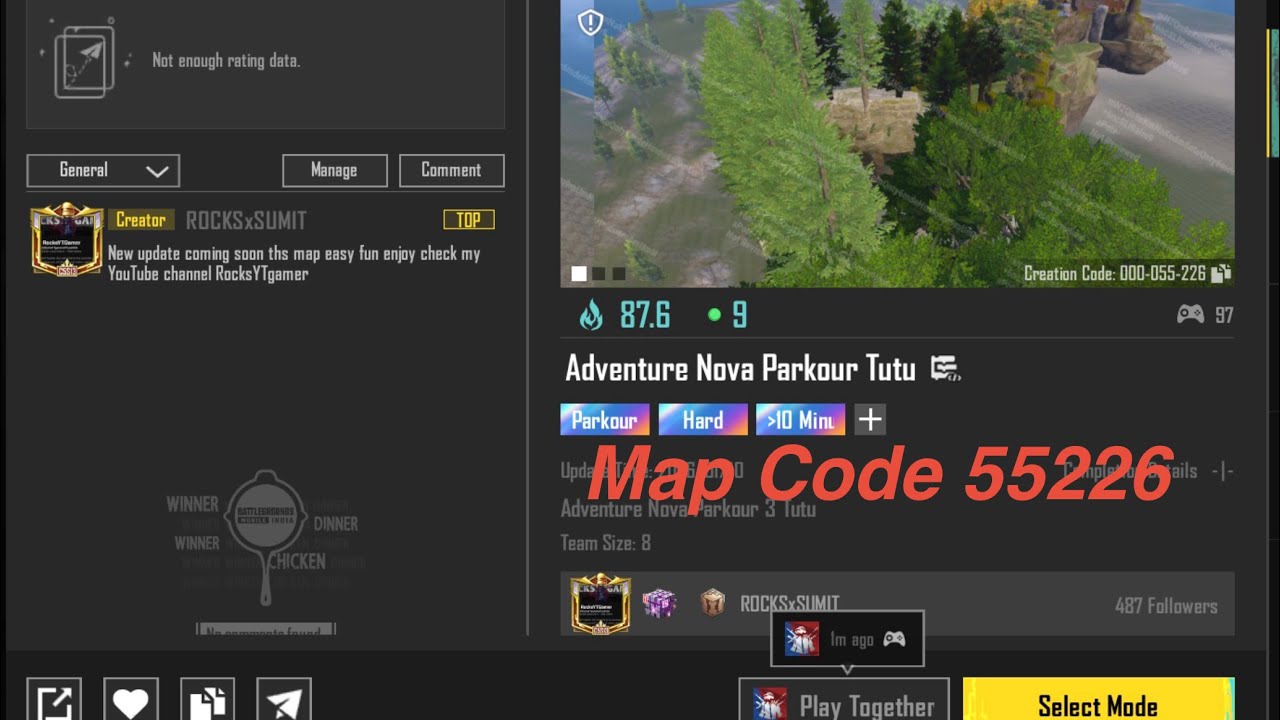 BGMI Adventure Nova Parkour Tutu Easy Tutorial /⚡️Map Code (55226) #bgmi 