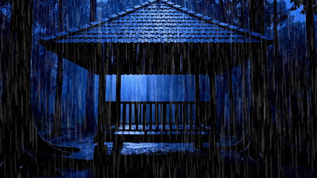 Rain Sounds for Sleeping | Dark Forest Cabin Storm Ambience (11 Hours)