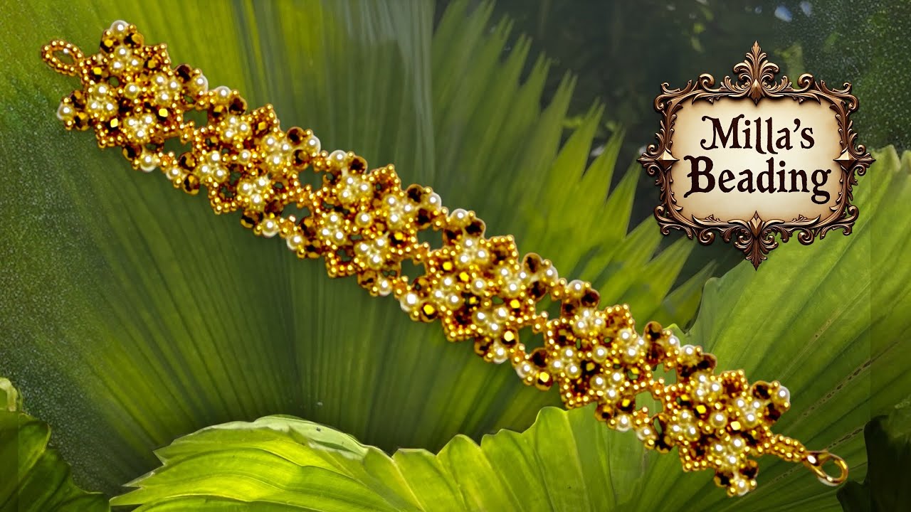 Bronze & Pearls Beading Bracelet 💎 #beadingtutorials #beading #beadsjewellery #artesanato #diy