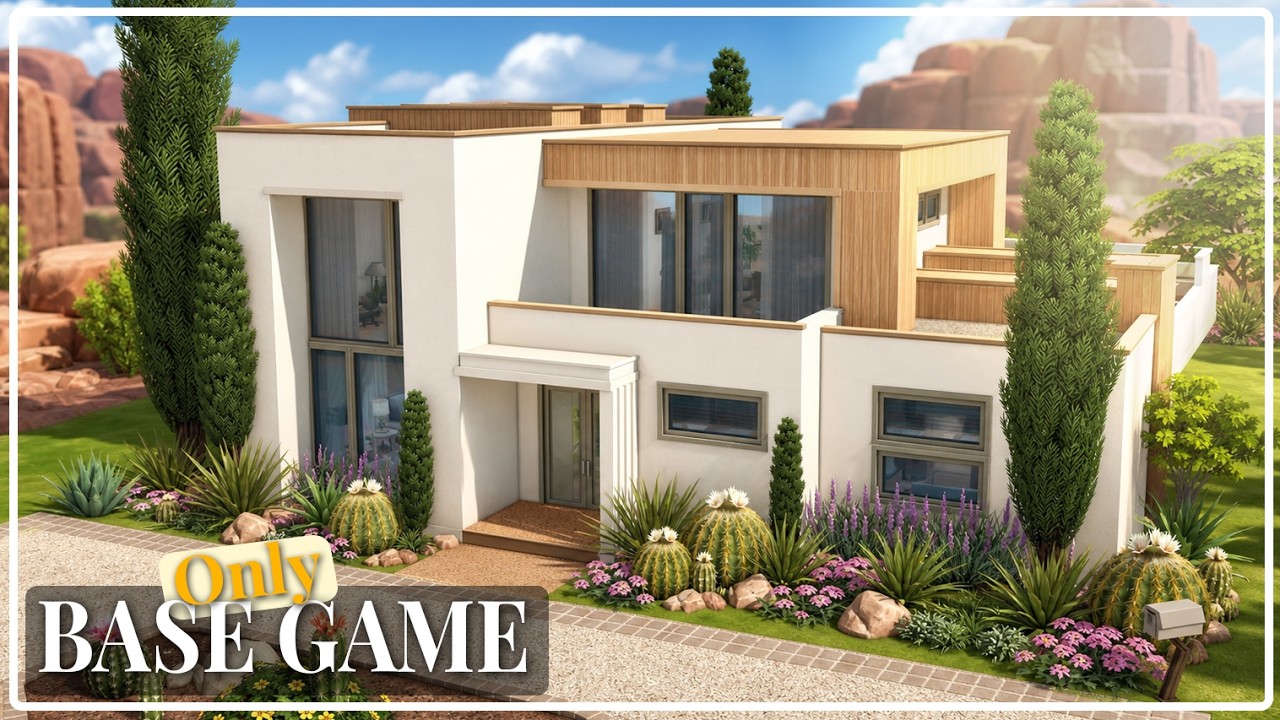100% BASE GAME Desert House | NO CC | Sims 4 Speed Build
