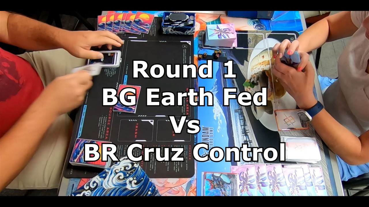Игра на контрольной таблице 1 между командами BG Earth Fed и BR Cruz (Gundam Locals, 1-й раунд).