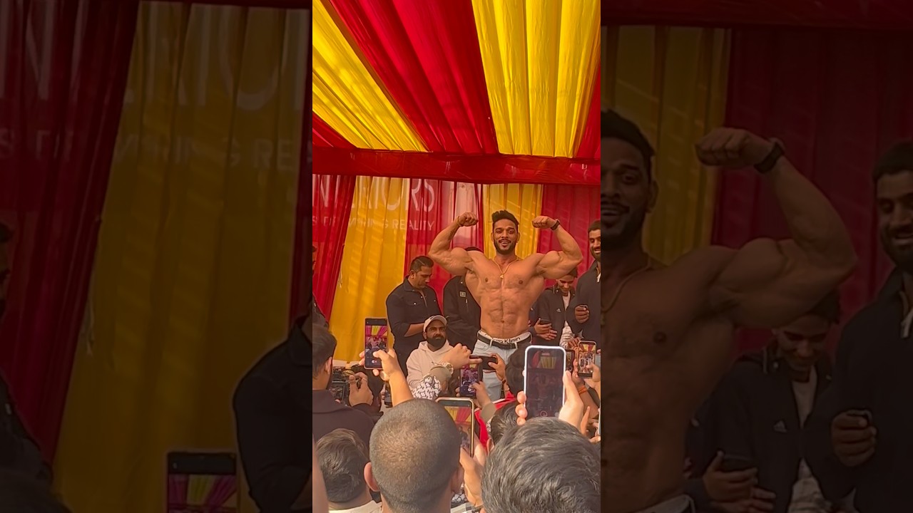 Nitin chandila new gym opening in Faridabad gym posing😱 
