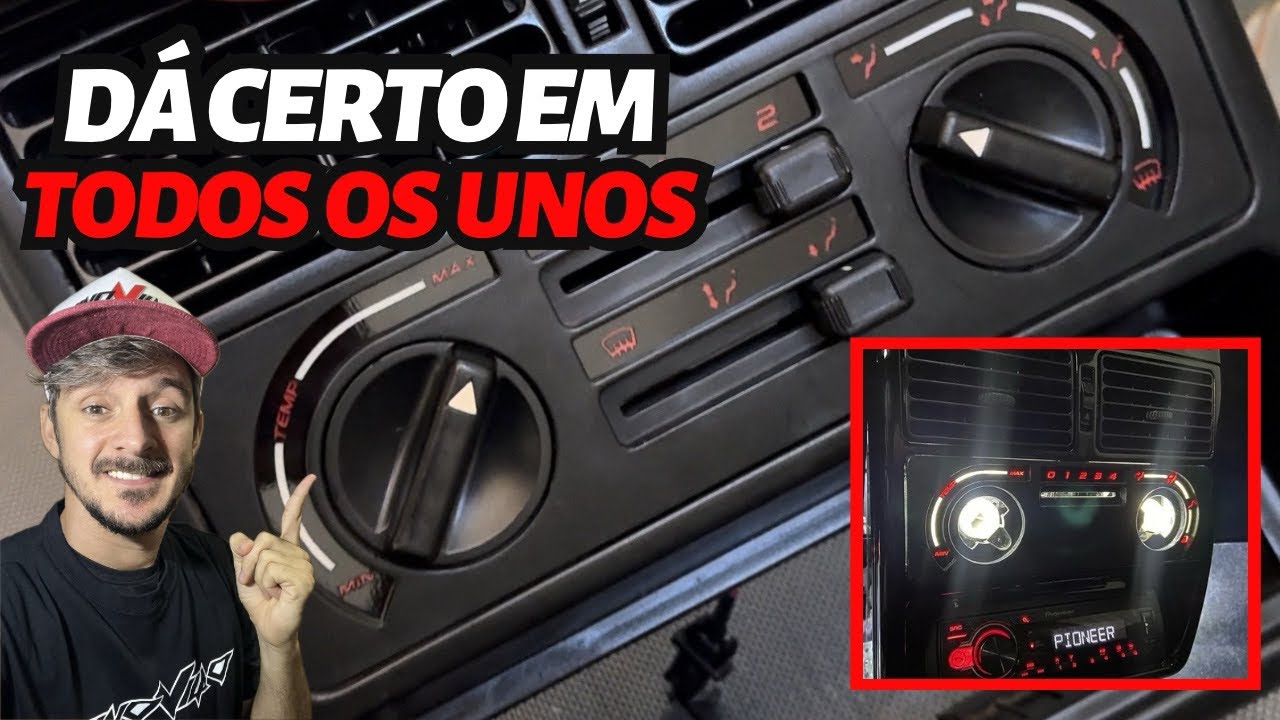 ACETATO DO PAINEL DE AR FIAT UNO TROCADO! ILUMINAÇÃO EM LED NO PAINEL DO UNO MILLE
