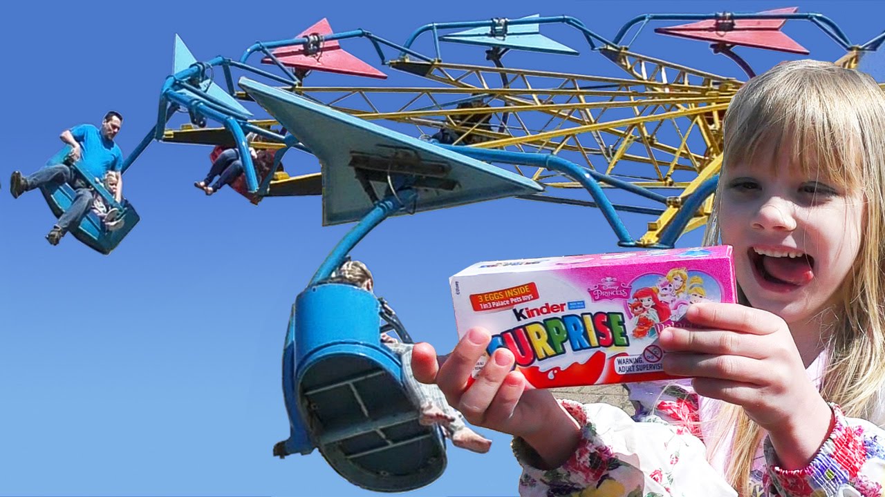 Paratrooper ride and Palace Pets Kinder Eggs at Butlins fairground