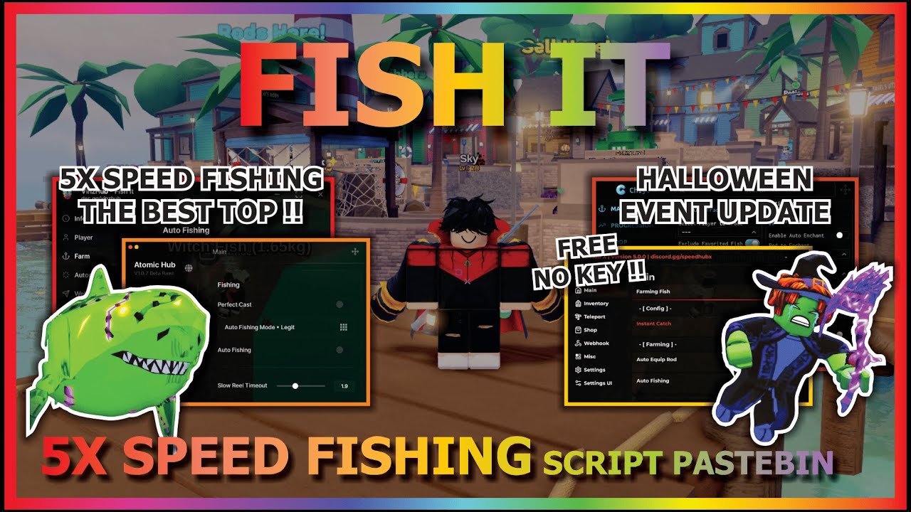 FISH IT Script Pastebin 2025 AUTO FARM, 5X SPEED FISHING, INSTANT FISHING, HALLOWEEN (NO KEY) 🎃