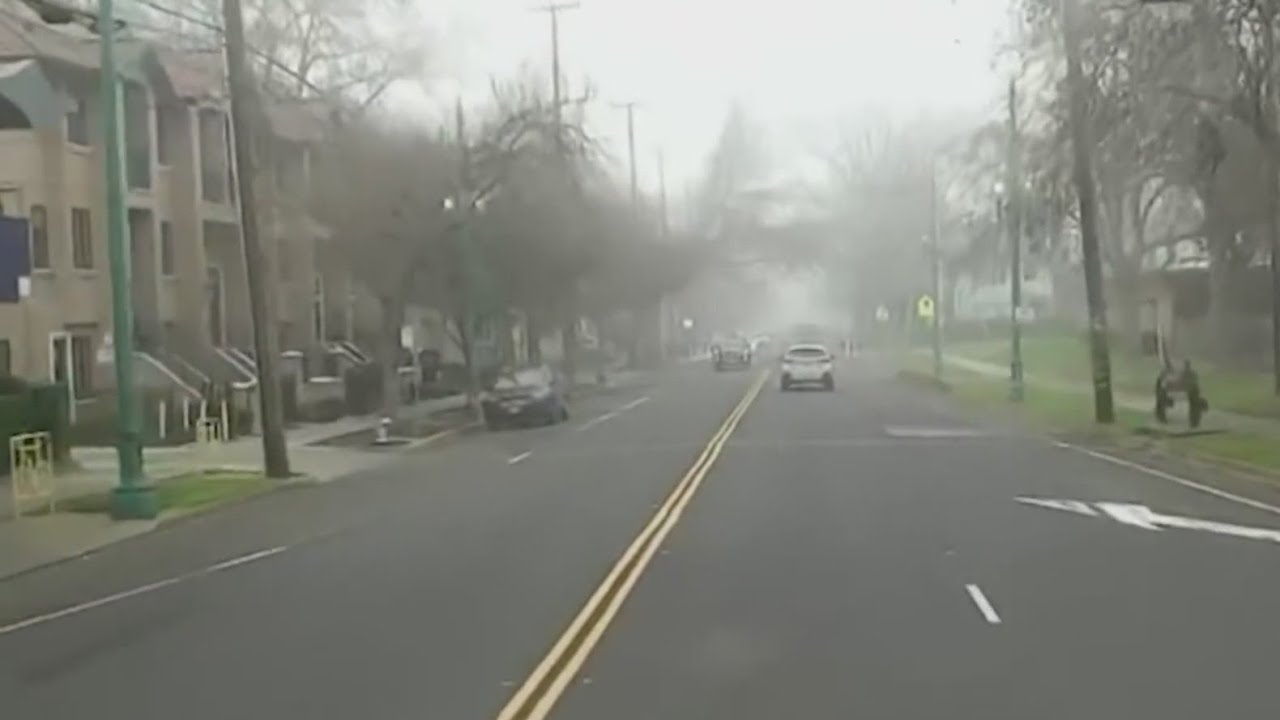 Fog causes low visibility, dangerous driving