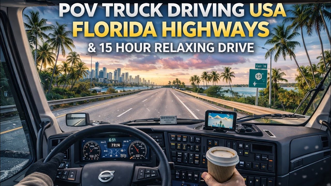 4K POV Truck Driving USA | Florida Highways & Southern Open Roads | 15H Relaxing Drive