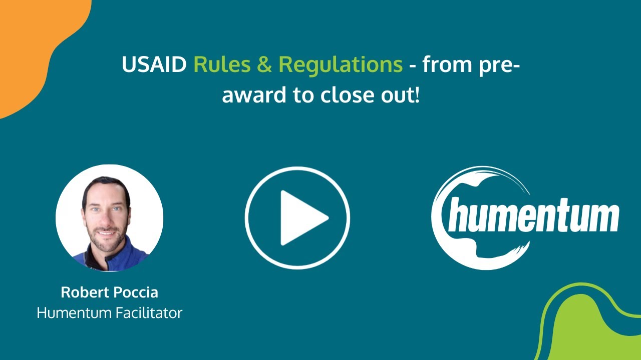 USAID Rules & Regulations NGO training - from pre-award to close out!