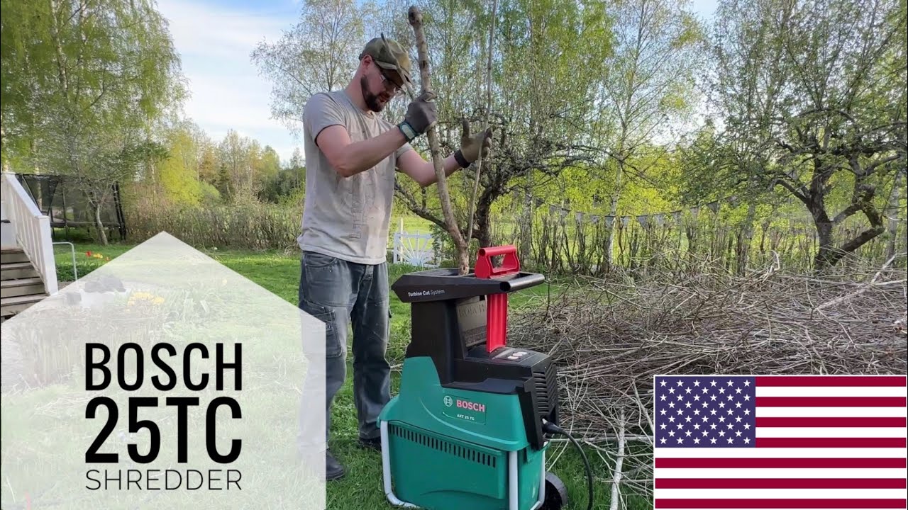 Садовый измельчитель Bosch AXT 25 TC, тест с сиренью и обзор