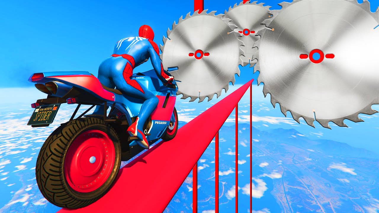 GTA 5 Spiderman Mega Ramp Bike Jumps - Motorcycle Fails & Parkour - Spider-Man Gameplay #5
