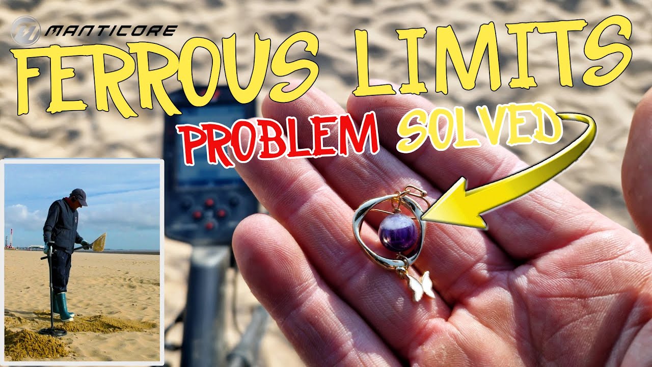 minelab manticore metal detecting on the beach. Ferrous limits help