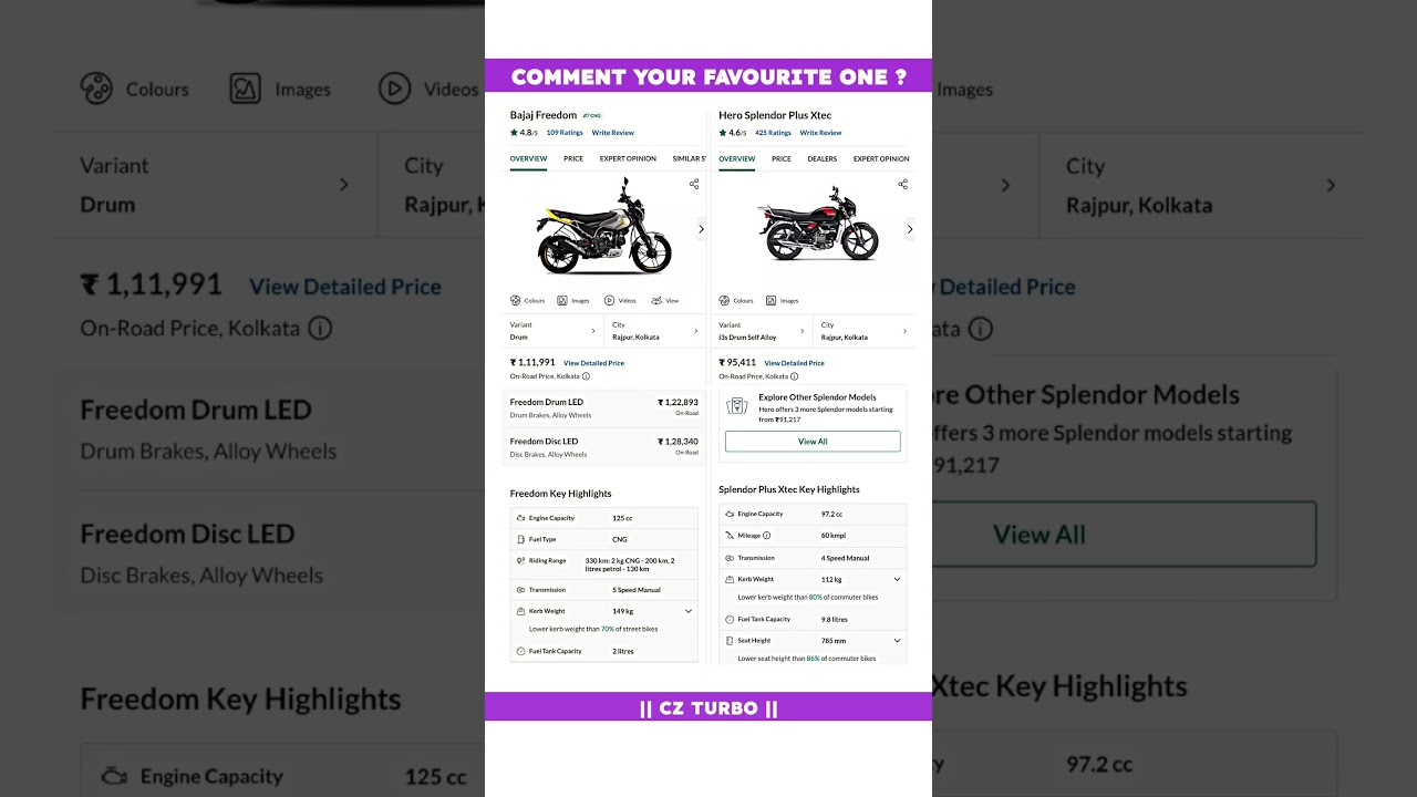Bajaj Freedom 125 Vs Hero Splendor Plus Xtech Full Comparison Review