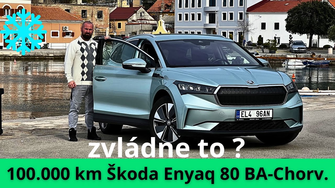Škoda Enyaq 80 v zime 6 h Bratislava Chorvátsko 