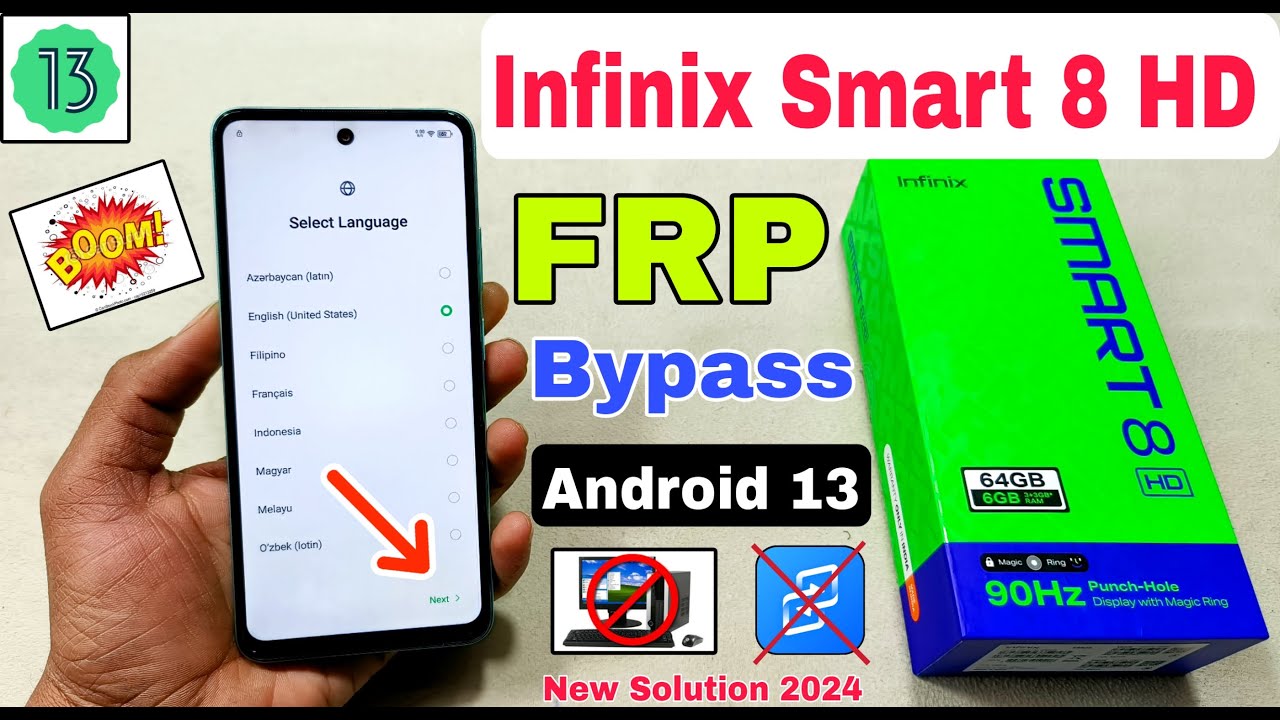 Infinix Smart 8 HD FRP Bypass Android 13 | New Trick | Infinix (X6525) Google Account Bypass No Pc |