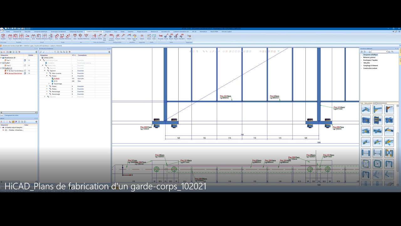 HiCAD Plans de fabrication d'un garde corps 102021