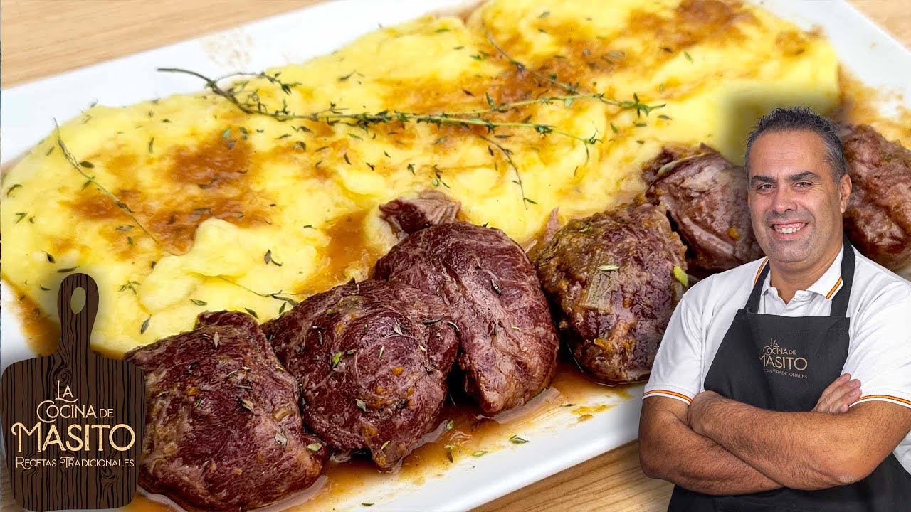 Carrilleras de cerdo, INCREIBLEMENTE TIERNAS y con un PURE DE PATATAS que está ESPECTACULAR