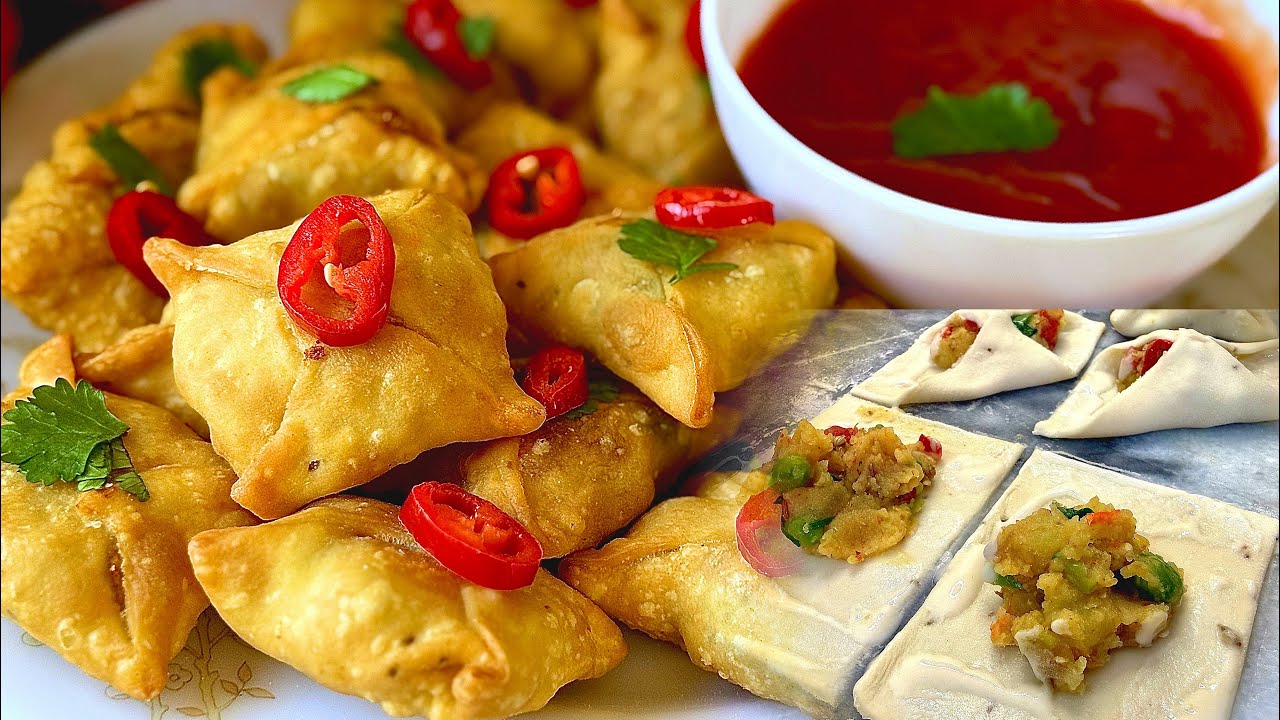 Square shaped Crispy Potato Samosa 🥠🥔 Aloo Samosa snacks for Ramadan Iftar recipe