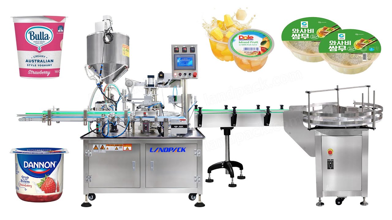 Automatic Cup Filling Sealing Machine For Pickle Soy Garlic Chilli Sauce Yogurt Etc