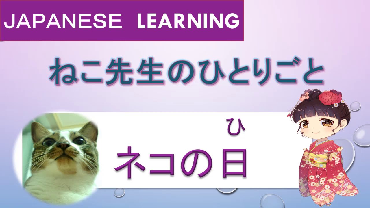 【Japanese learning】（ネコの日：ねこの ひ）reading/listening