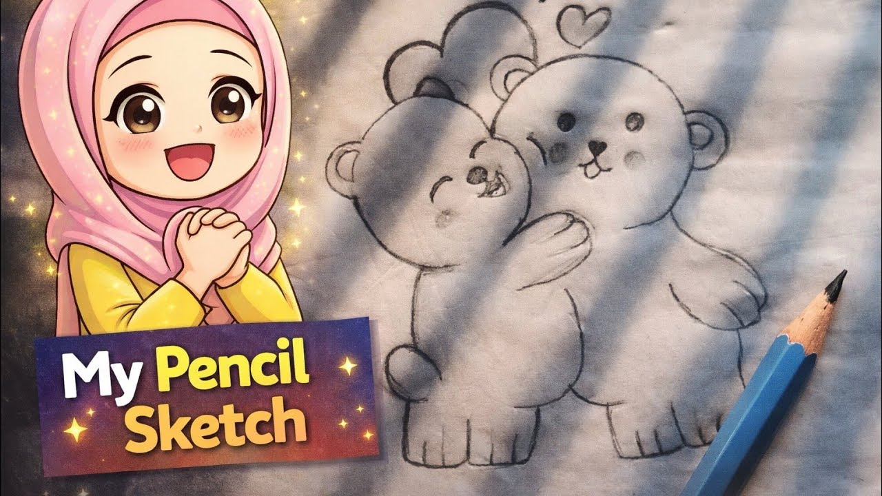 Cute Teddy Bear Hug Drawing 🐻💖 | Pencil Sketch Art#artistbear 