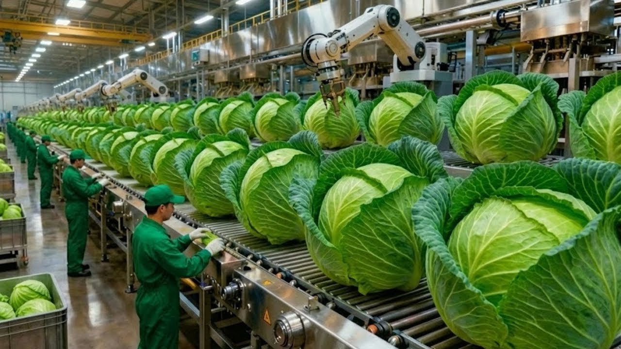 Inside a Modern Cabbage Factory From Raw Cabbage to Fresh Ready To Eat Salad Full Process