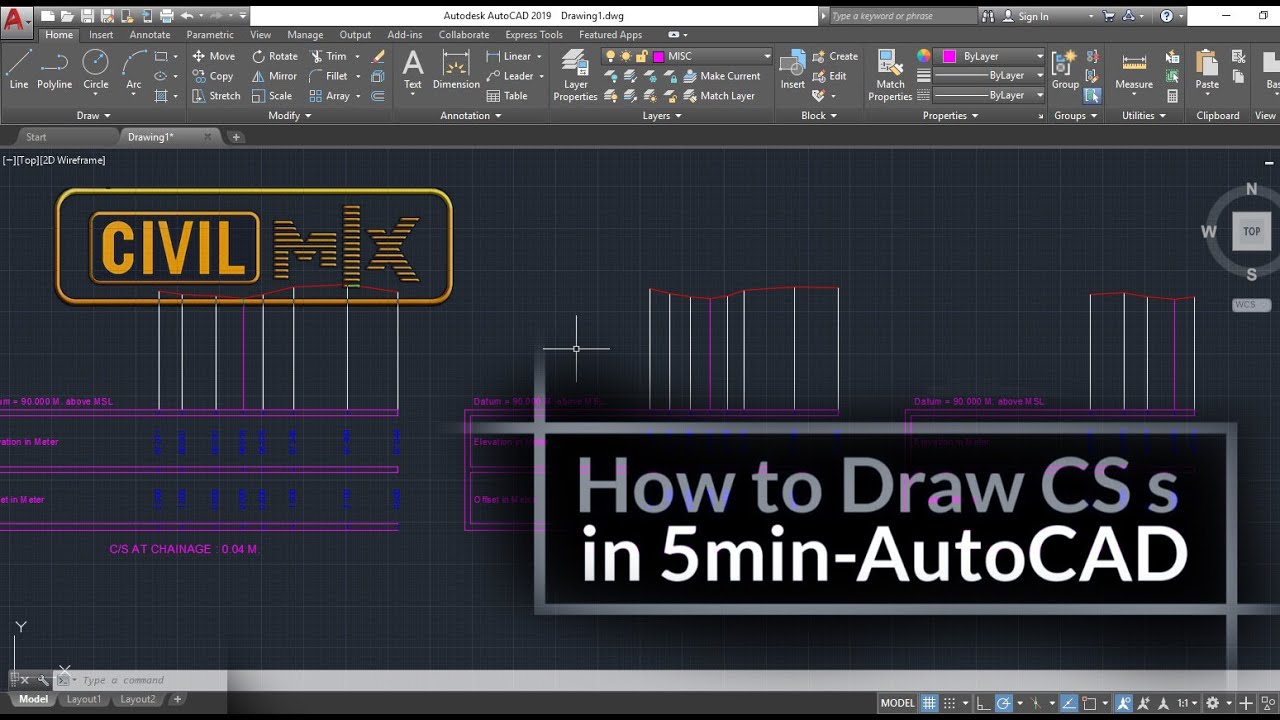 How to Draw Cross Sections in 5 minutes using AutoCAD