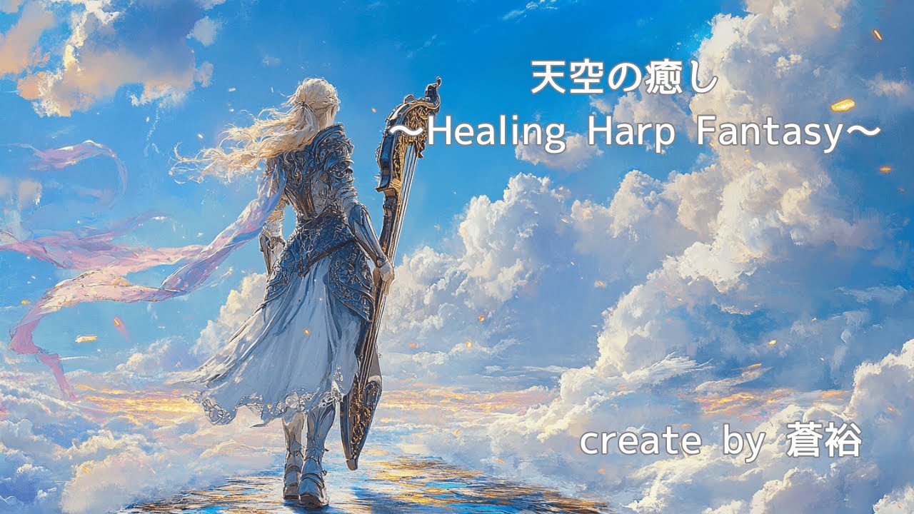「天空の癒し｜Healing Harp Fantasy」#midjourney #ファンタジー #ai #bgm