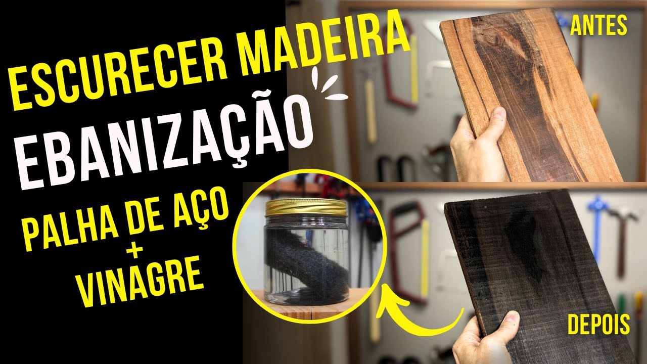 Escurecimento MÁGICO da Madeira com Vinagre + Palha de Aço | Tingir Madeira simples assim 🤯​