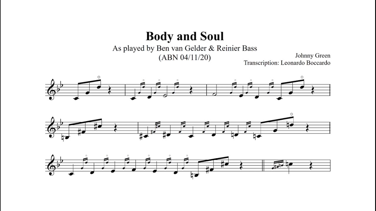 Ben van Gelder - Body and Soul (solo transcription) - Amsterdam Blue Note 04-11-2020