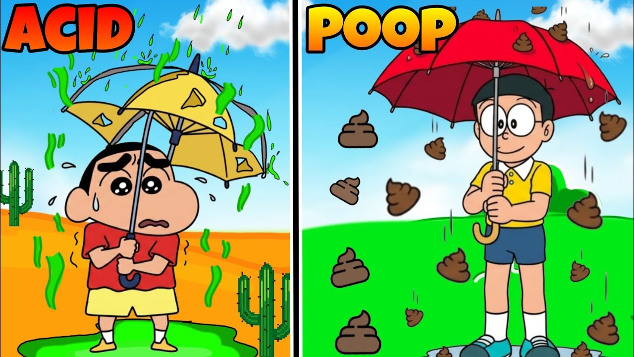 Shinchan And Nobita Play Acid Or Poop Rain Challenge 😱😱 | Shinchan And Nobita Game | Funny Game