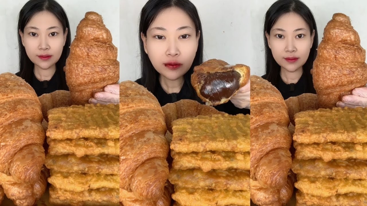 Sweet vs. Savory Challenge! 🍖🍫 GIANT Chocolate Croissants & Crispy Pastry Mukbang