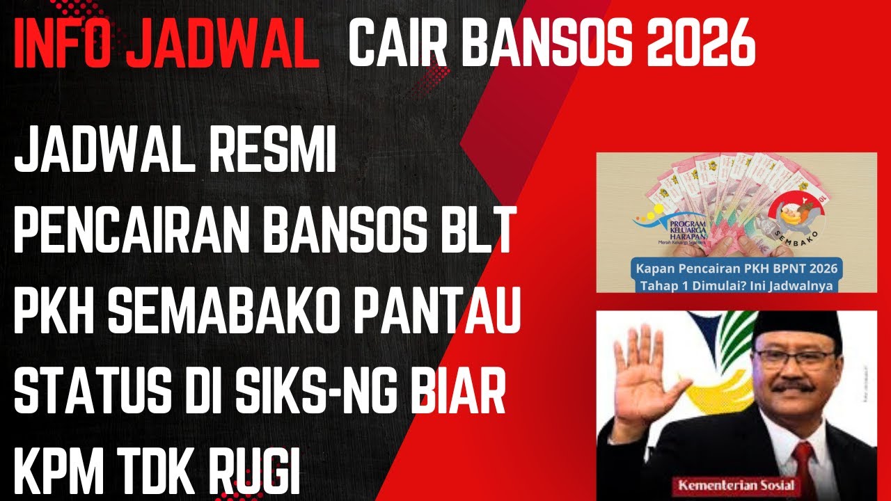 JADWAL RESMI PENCAIRAN BANSOS BLT PKH SEMABAKO DLL | PANTAU STATUS DI SIKS-NG BIAR KPM  TDK RUGI