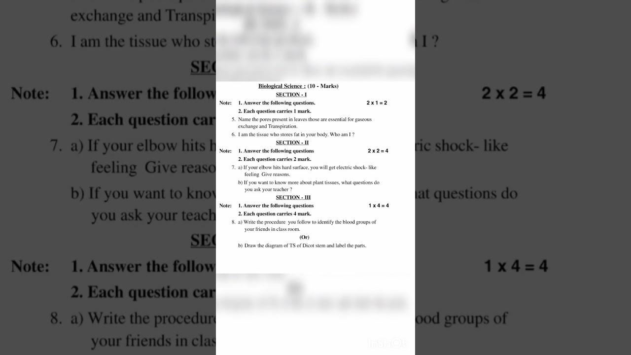 9th class fa2 biology question paper 2022 ap