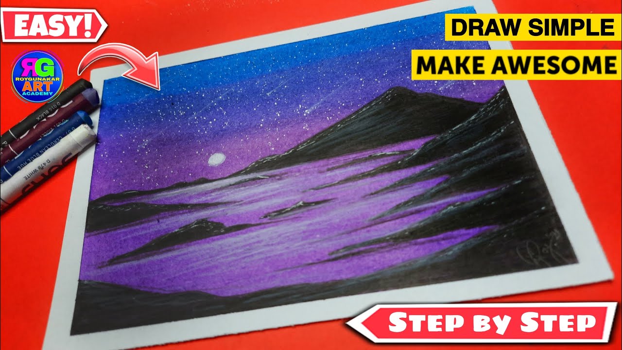 Oil Pastel Night Scenery Step By Step