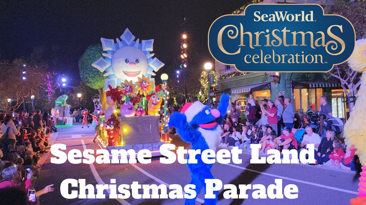 Sesame Street Land Christmas Parade SeaWorld Orlando  2023 4K Video Holiday Celebration
