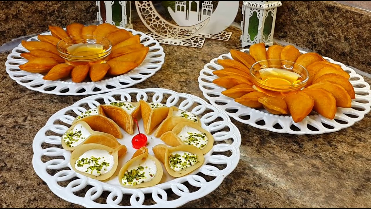 قطايف بالمكسرات والقشطه اروع الحلويات الرمضانيه العربيه.مطبخ شاي مهيل