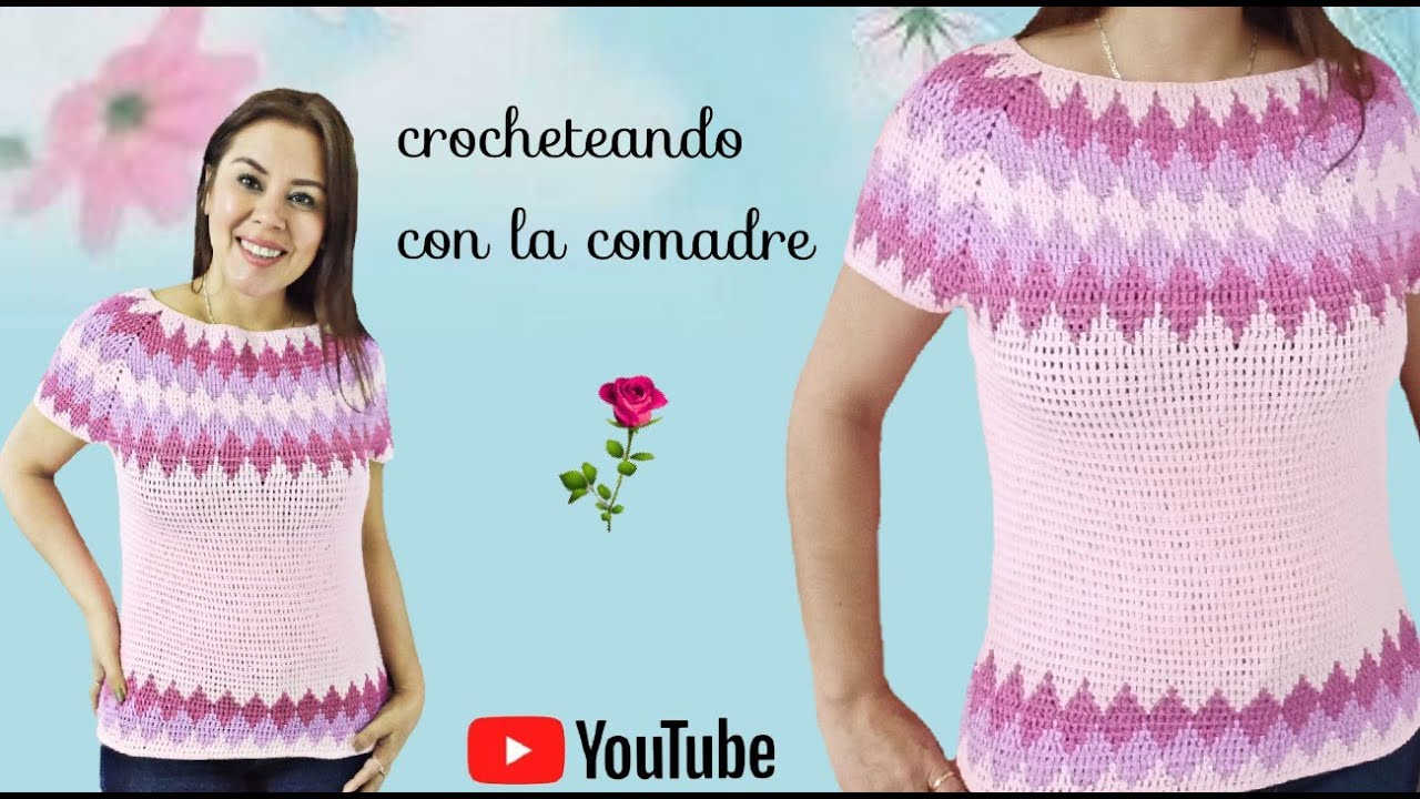 Tutorial Blusa o Suéter De Rombos a Crohet Parte #2 (Crocheteando con la Comadre)