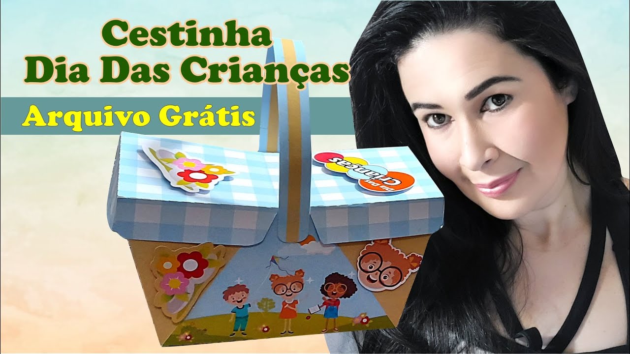 Como fazer cesta de piquenique dia das crianças | moldes grátis #videorápido 31
