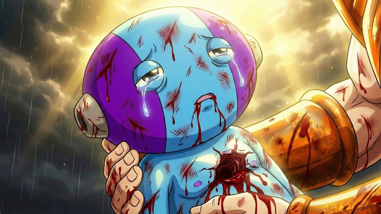 #b6 Zeno se despide después de usar su forma definitiva contra el dorado infinito de Goku.