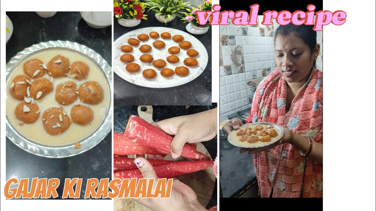 Internet ki Sabse viral recipe....gajar ki rasmalai #sweet #cooking #yummyfood #gajar #winterseason 