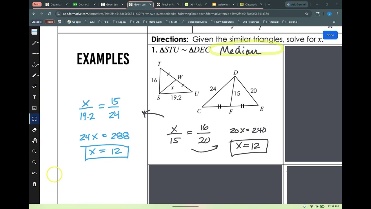 Geom Lsn 26 Parts of Similar Triangles P6