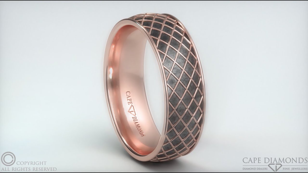 551. Criss-Cross Rose Gold Rounded Comfort-Fit Men's Wedding Rings Cape Town South Africa