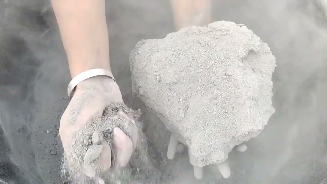 Dusty 🌪️ Gritty sand cement chunks crumbling dry and water 💦#oddlysatisfying 