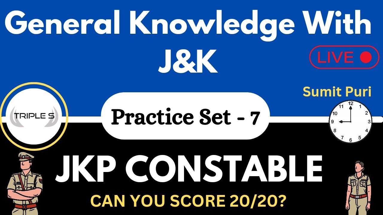 General Knowledge with Special Ref to J&K || JKP Constable | Practice Set 7 | Can You Score 20/20?