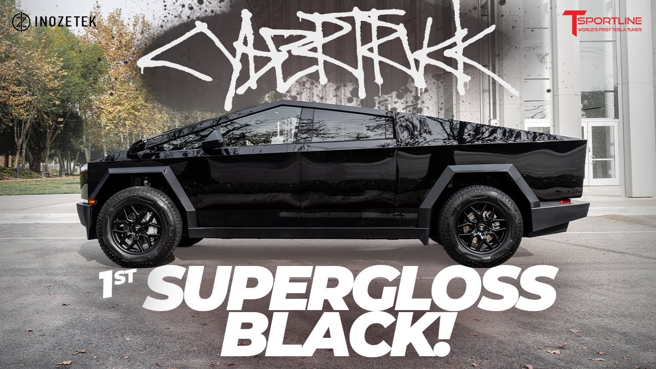 Преображение Cybertruck! Обтянутый чёрный Inozetek Supergloss Black и диски T Sportline AeroMaxx ...
